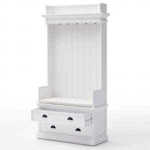 CA581 | Halifax Entryway Coat Rack & Bench Unit with Cushion + Drawers